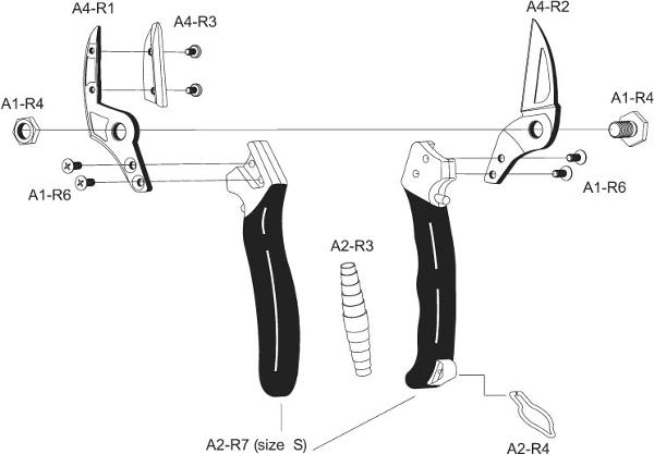 A4 - Anvil pruning shears (size S)