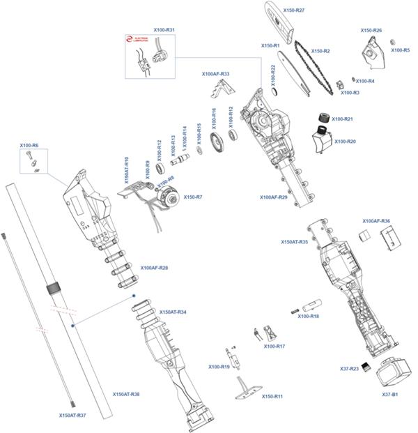 X150 AT - Cordless chain pole saw 150mm