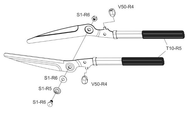 S2 - Professional hedge shears with wavy blade