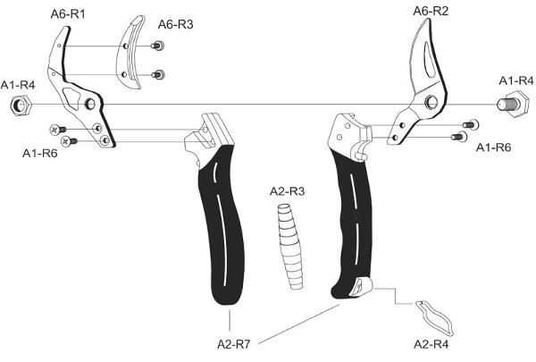 A6 - Curved anvil pruning shears with slicing cut