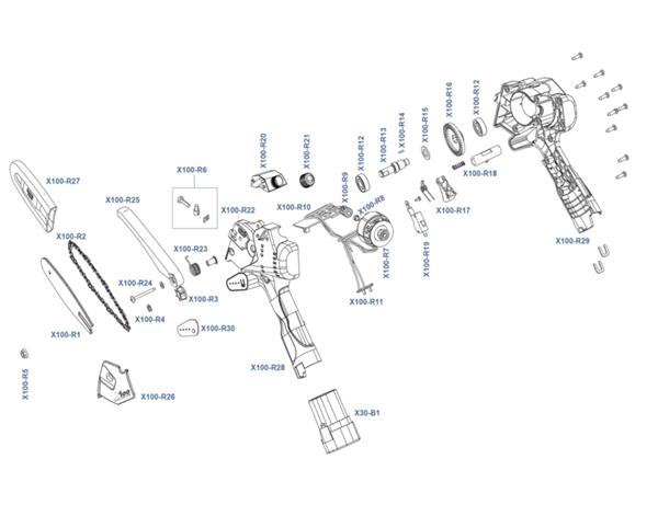 X100 - Potatore a catena CORDLESS  100mm