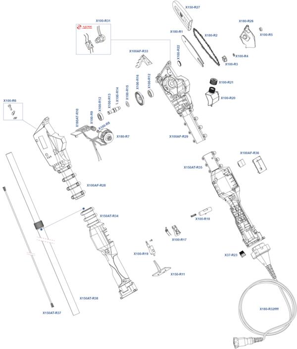 X180 AT - Potatore su asta telescopica 180mm